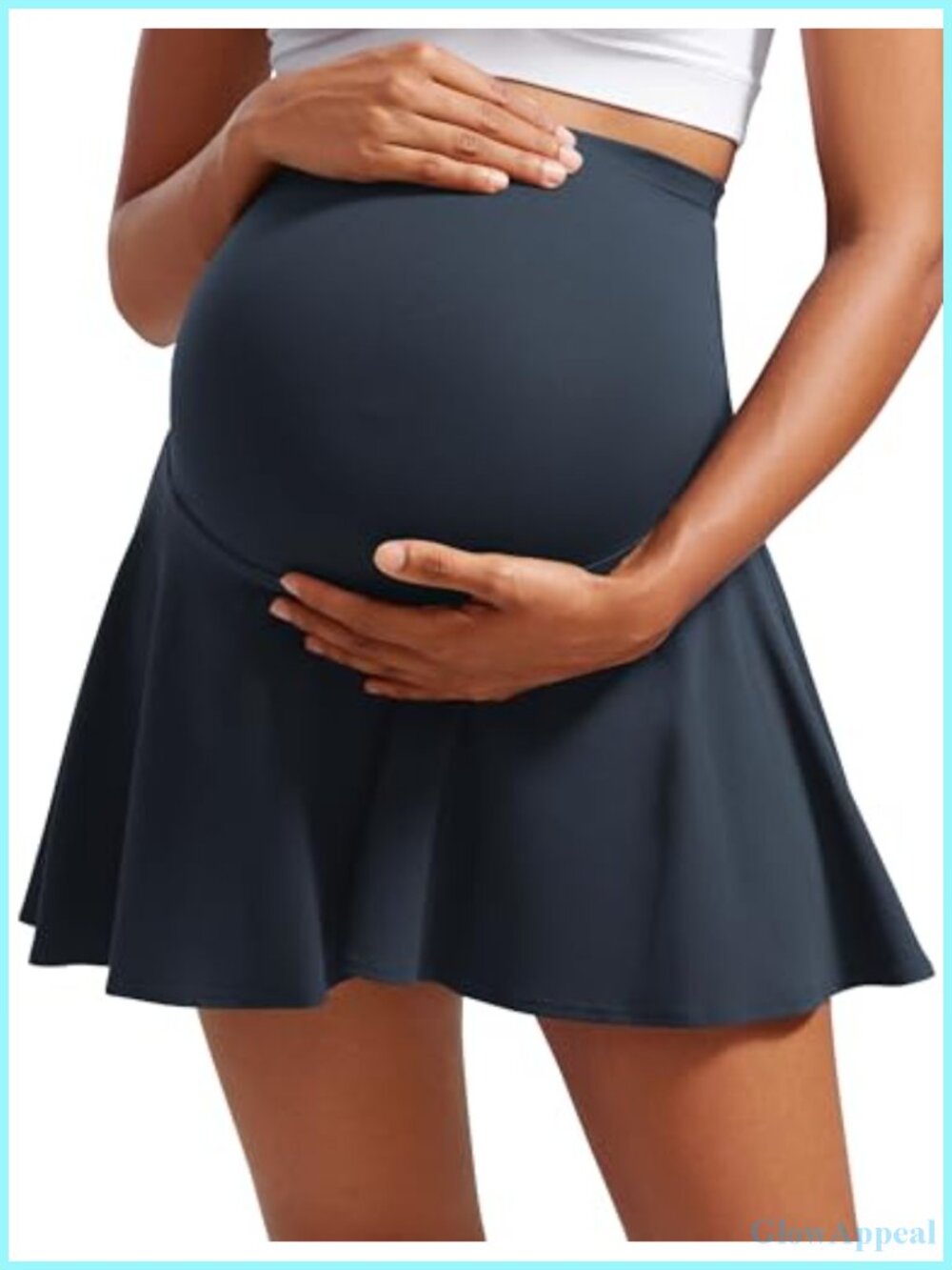 Maternity Flowy Tennis Skirt with Built-in Shorts High Waist Pleated